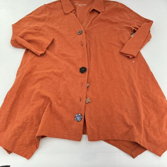 Soft Surroundings Danielle Button Down Tunic Top 3/4 Sleeve Size Medium Orange - Picture 1 of 5